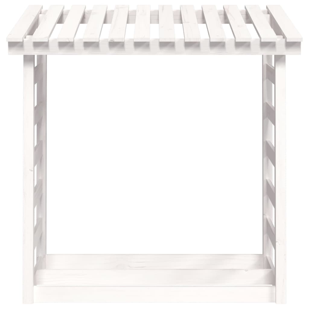 Leñero de madera maciza de pino blanco 108x64,5x110 cm