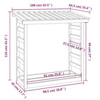 Leñero de madera maciza de pino blanco 108x64,5x110 cm
