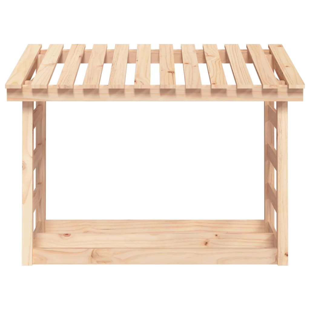 Leñero de madera maciza de pino 108x64,5x78 cm