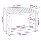 Leñero de madera maciza de pino 108x64,5x78 cm