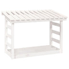 Leñero de madera maciza de pino blanco 108x64,5x78 cm