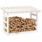 Leñero de madera maciza de pino blanco 108x64,5x78 cm