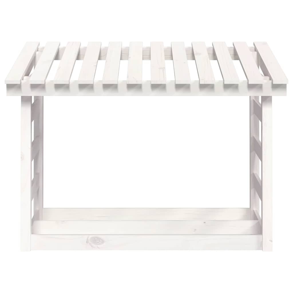 Leñero de madera maciza de pino blanco 108x64,5x78 cm
