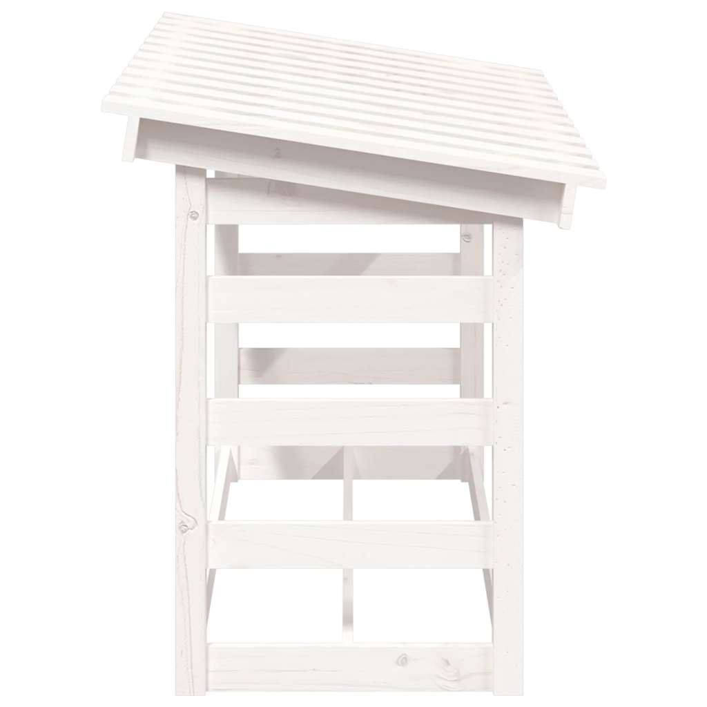 Leñero de madera maciza de pino blanco 108x64,5x78 cm