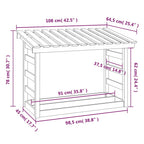 Leñero de madera maciza de pino blanco 108x64,5x78 cm
