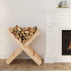 Leñero de madera maciza de pino blanco 108x73x79 cm
