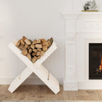 Leñero de madera maciza de pino blanco 108x73x79 cm