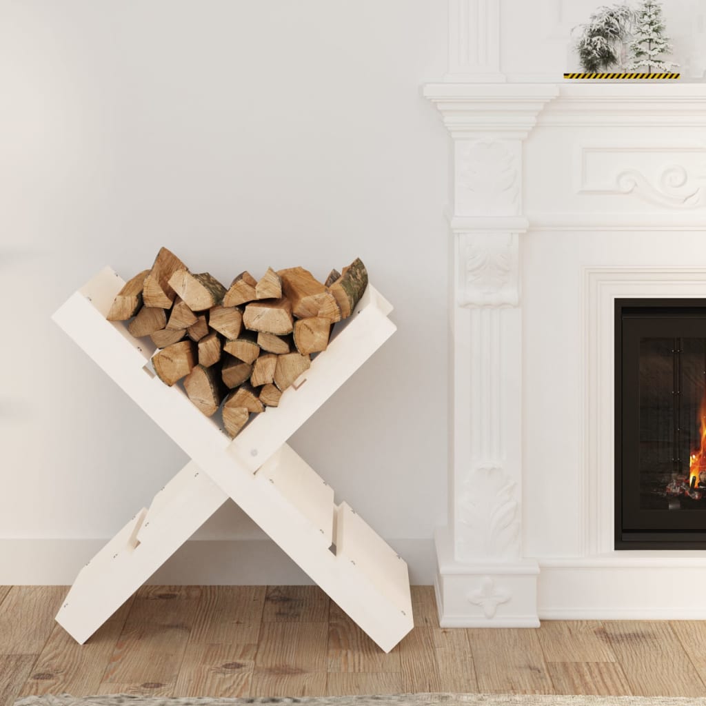 Leñero de madera maciza de pino blanco 108x73x79 cm