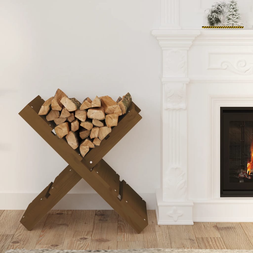 Leñero de madera maciza de pino blanco 108x73x79 cm