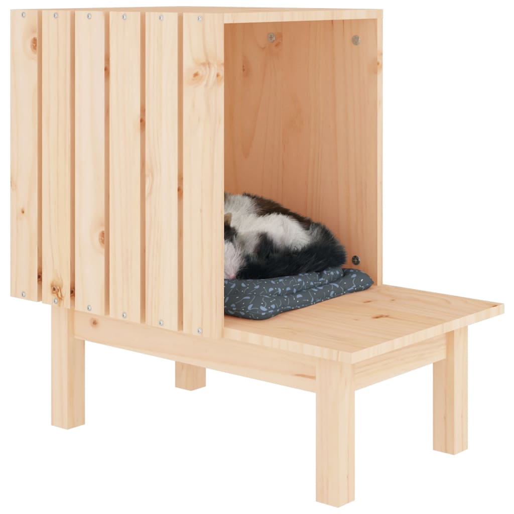 Casa para gatos de madera maciza de pino 60x36x60 cm
