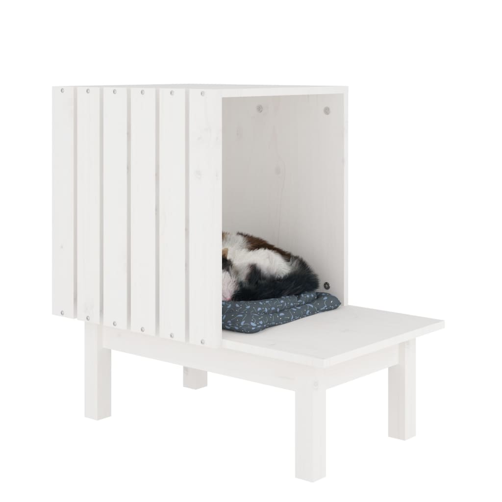 Casa para gatos de madera maciza de pino blanco 60x36x60 cm