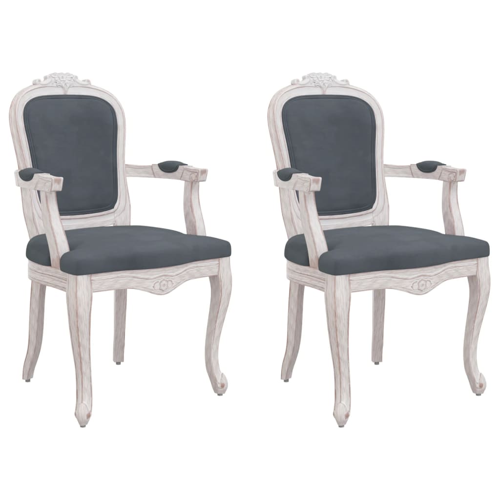 Sillas de comedor 2 uds terciopelo gris oscuro 62x59,5x100,5 cm