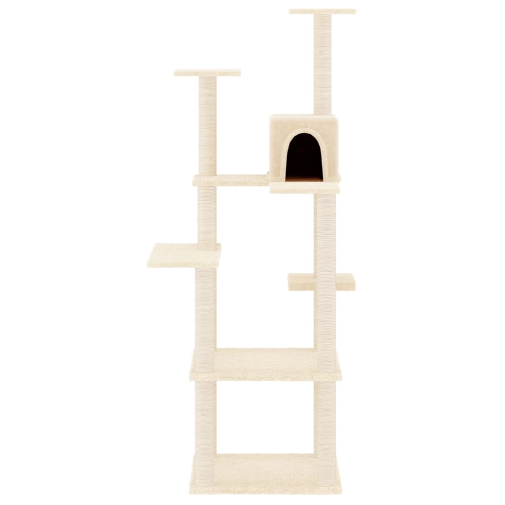 Rascador para gatos con postes de sisal crema 153 cm
