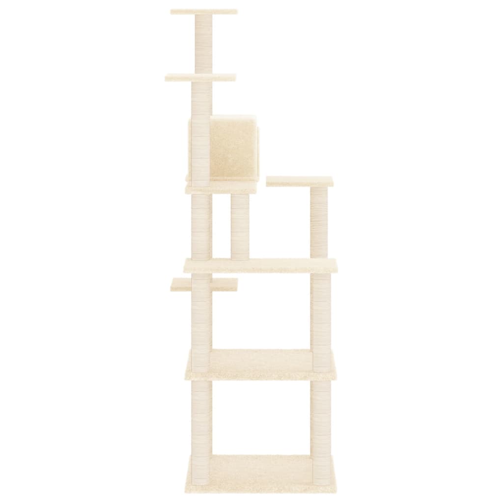 Rascador para gatos con postes de sisal crema 153 cm