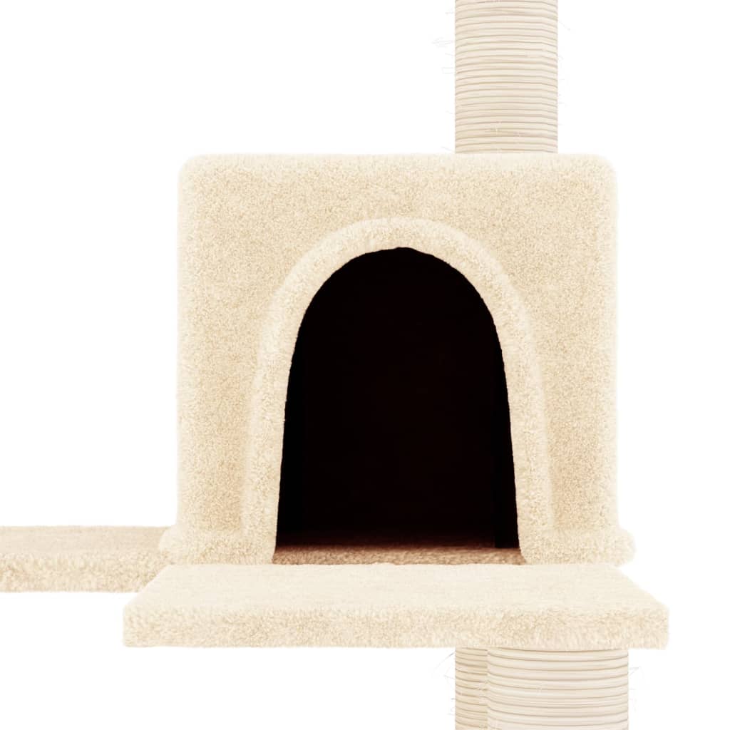 Rascador para gatos con postes de sisal crema 153 cm