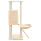 Rascador para gatos con postes de sisal crema 96 cm