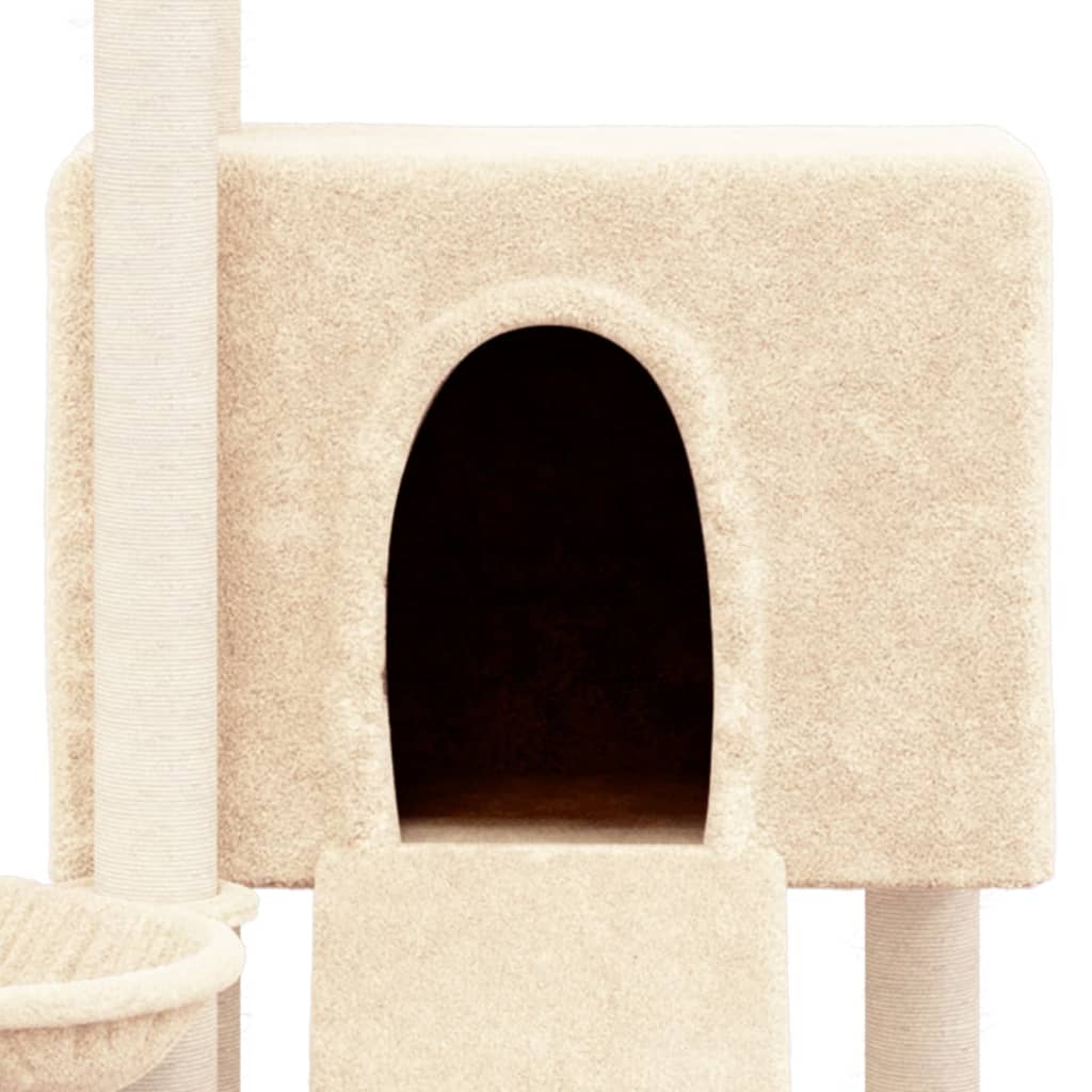 Rascador para gatos con postes de sisal crema 96 cm