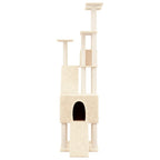 Rascador para gatos con postes de sisal crema 190 cm