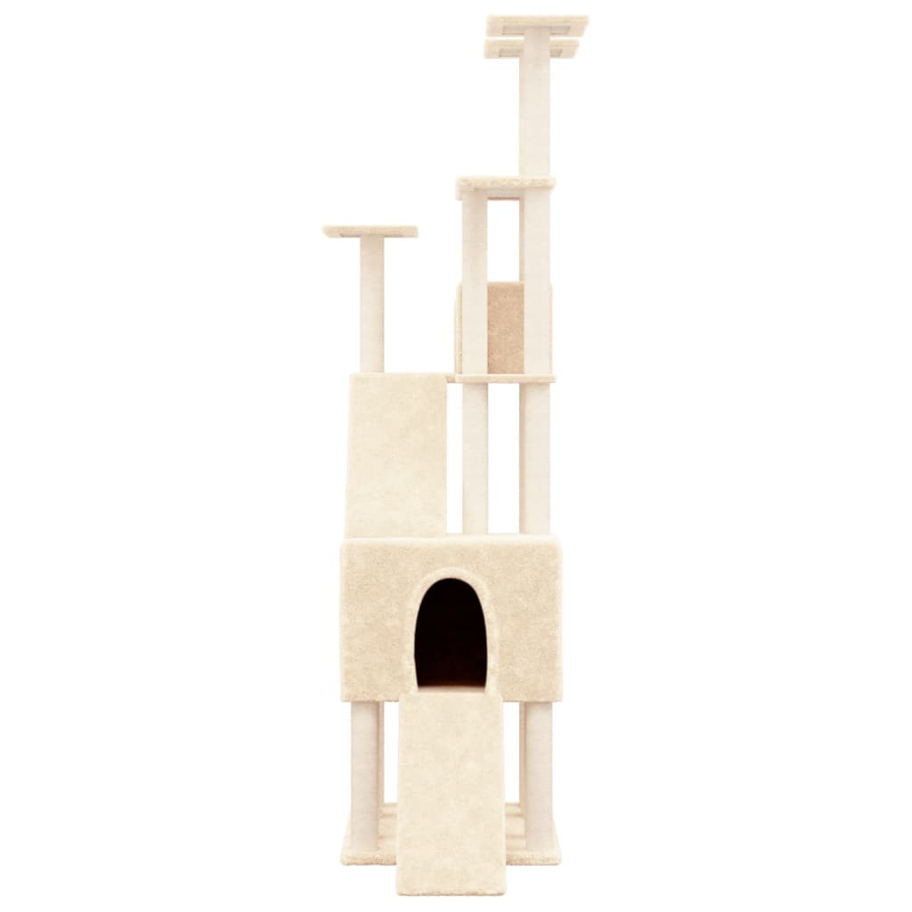 Rascador para gatos con postes de sisal crema 190 cm
