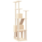 Rascador para gatos con postes de sisal crema 190 cm