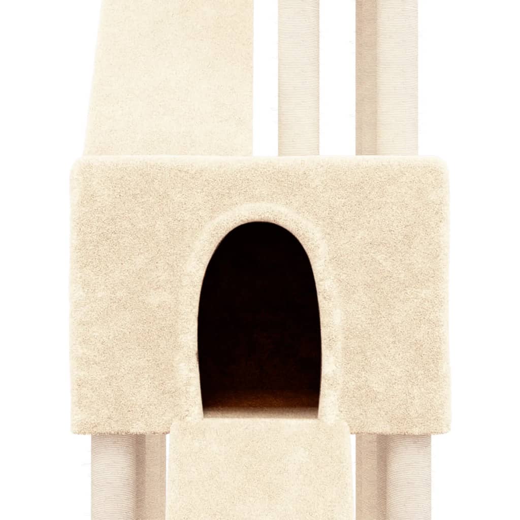 Rascador para gatos con postes de sisal crema 190 cm