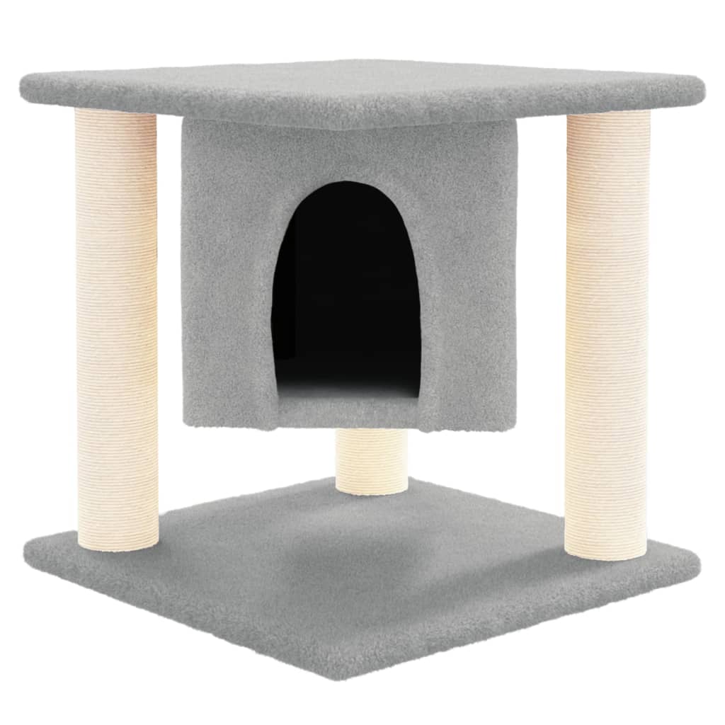 Rascador para gatos con postes de sisal gris claro 37 cm