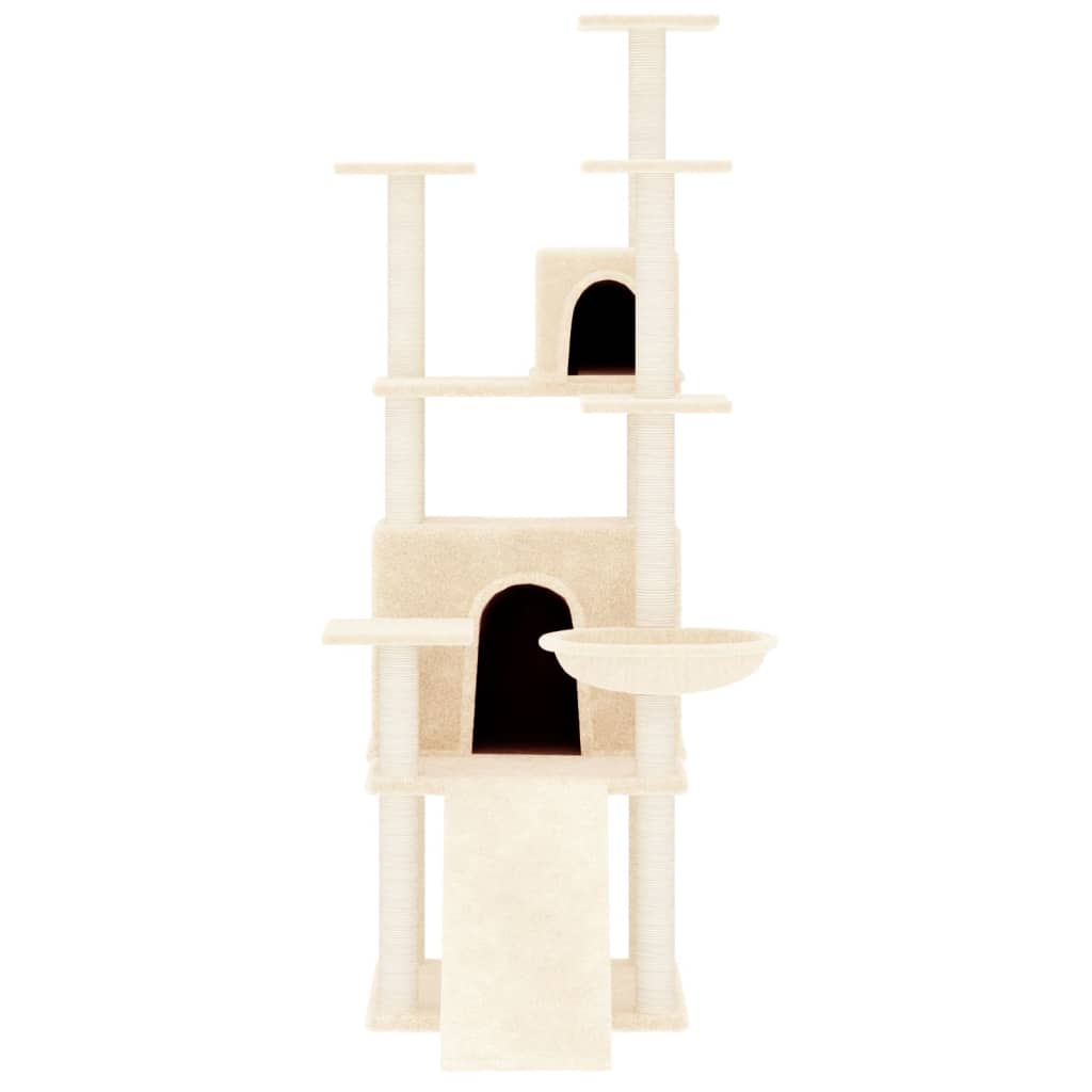 Rascador para gatos con postes de sisal crema 154 cm