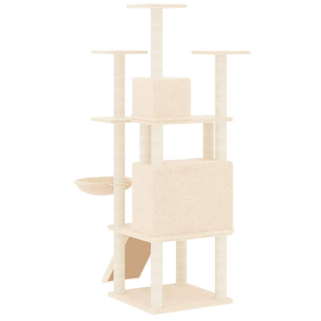 Rascador para gatos con postes de sisal crema 154 cm