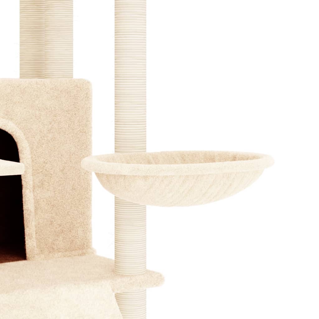 Rascador para gatos con postes de sisal crema 154 cm