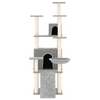 Rascador para gatos con postes de sisal gris claro 154 cm