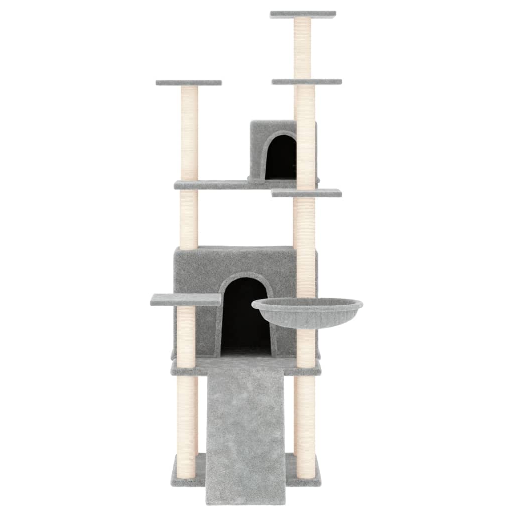 Rascador para gatos con postes de sisal gris claro 154 cm