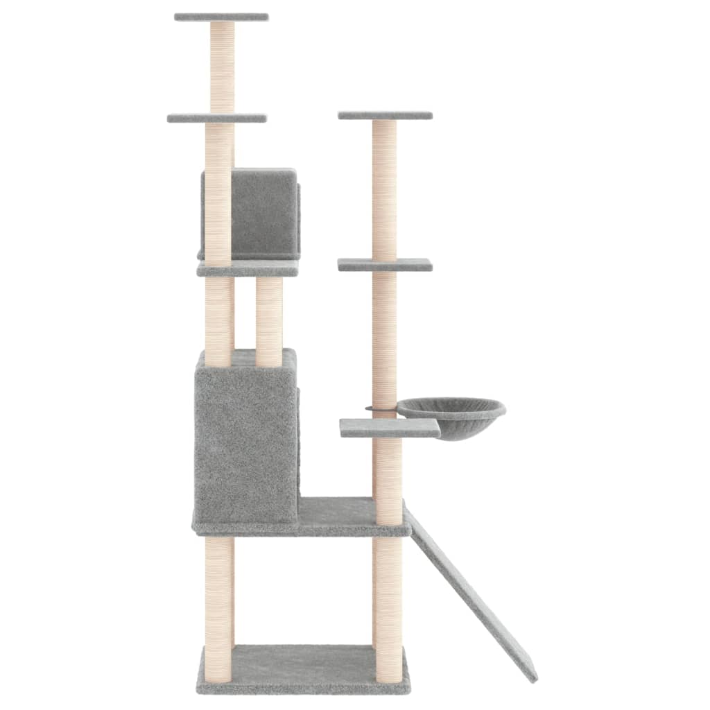 Rascador para gatos con postes de sisal gris claro 154 cm