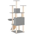 Rascador para gatos con postes de sisal gris claro 154 cm