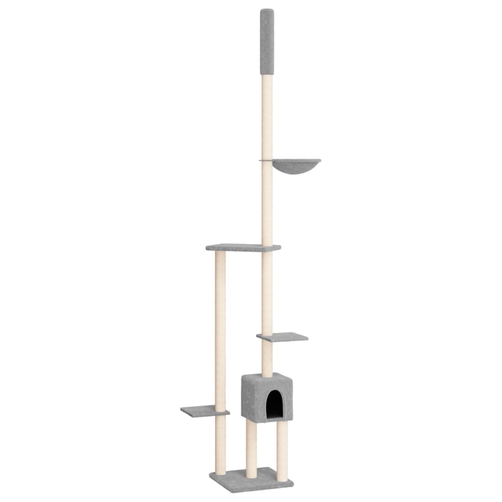 Árbol rascador gatos suelo a techo gris claro 258,5-284,5 cm