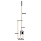 Árbol rascador gatos suelo a techo gris claro 258,5-284,5 cm