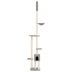 Árbol rascador gatos suelo a techo gris claro 258,5-284,5 cm