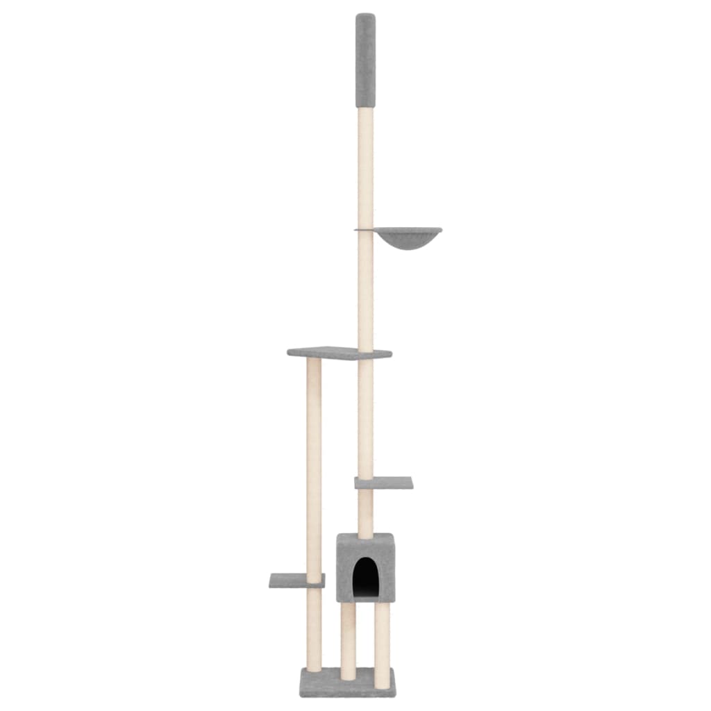 Árbol rascador gatos suelo a techo gris claro 258,5-284,5 cm