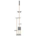 Árbol rascador gatos suelo a techo gris claro 258,5-284,5 cm