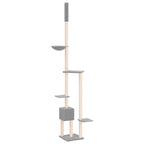 Árbol rascador gatos suelo a techo gris claro 258,5-284,5 cm