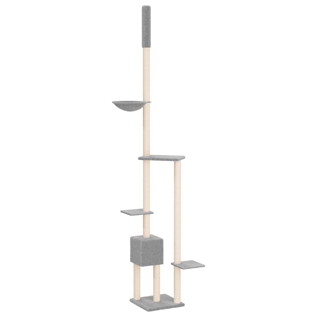 Árbol rascador gatos suelo a techo gris claro 258,5-284,5 cm