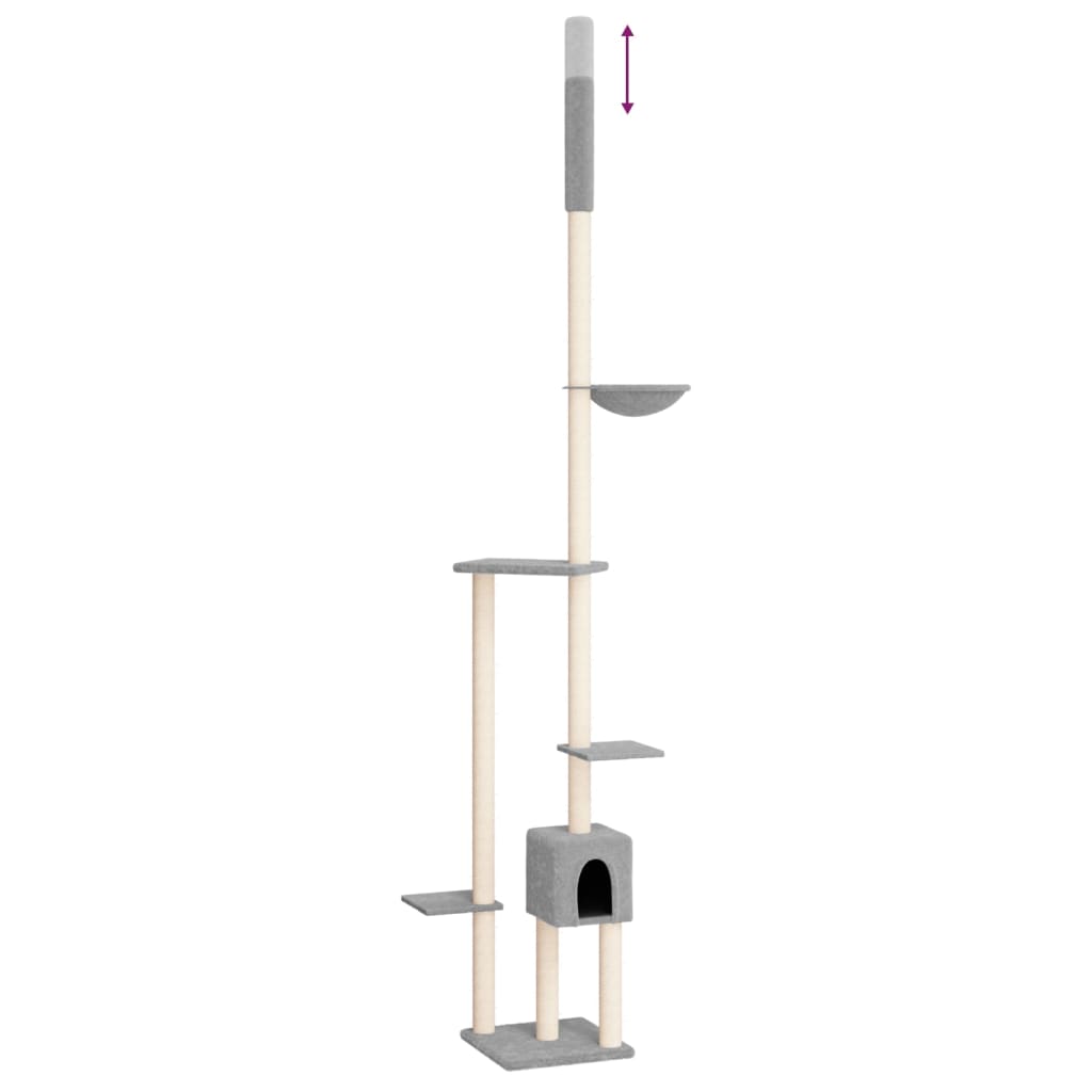 Árbol rascador gatos suelo a techo gris claro 258,5-284,5 cm