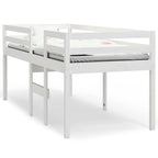Cama alta branca madeira maciça pinho 75x190 cm