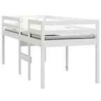 Cama alta branca madeira maciça pinho 75x190 cm