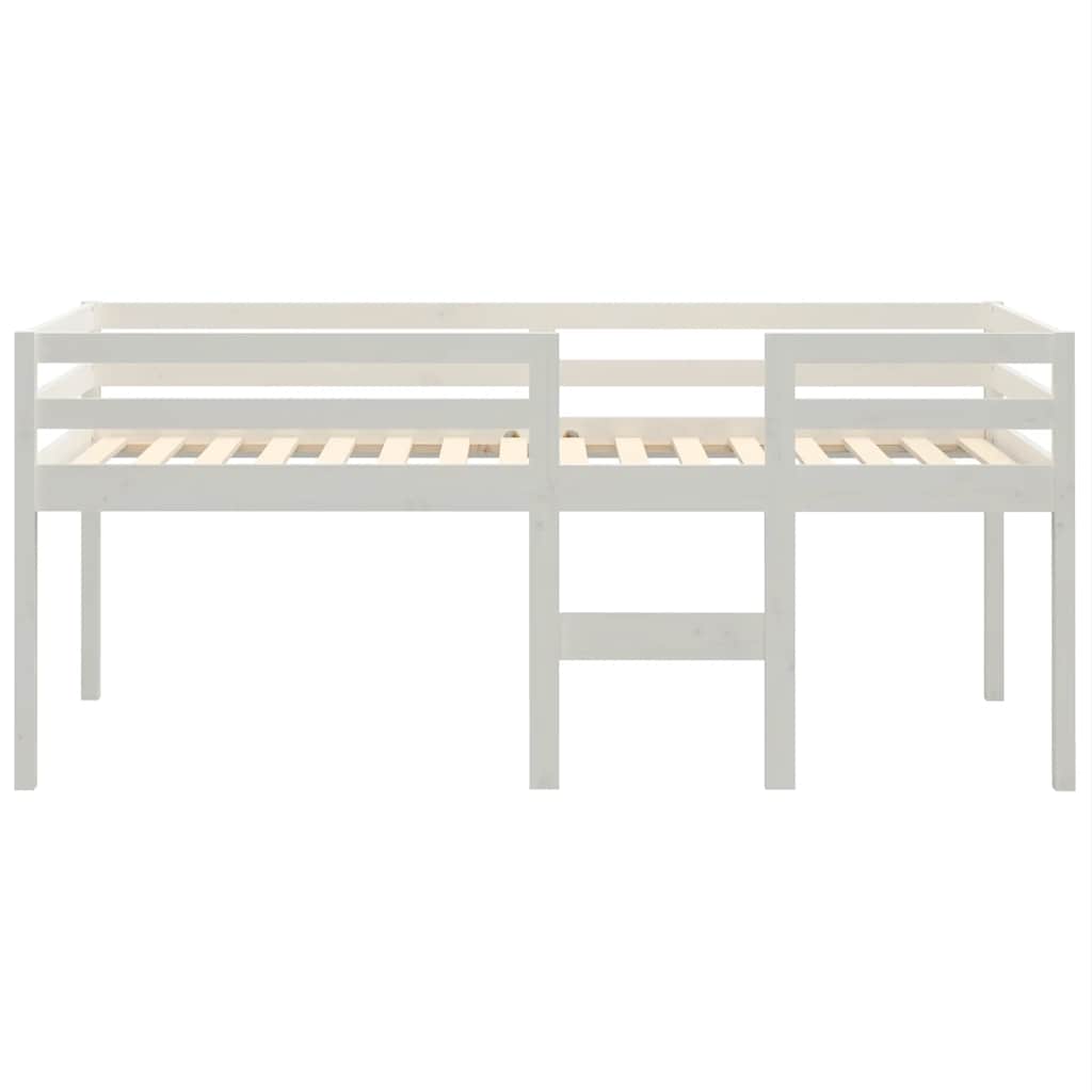 Cama alta branca madeira maciça pinho 75x190 cm