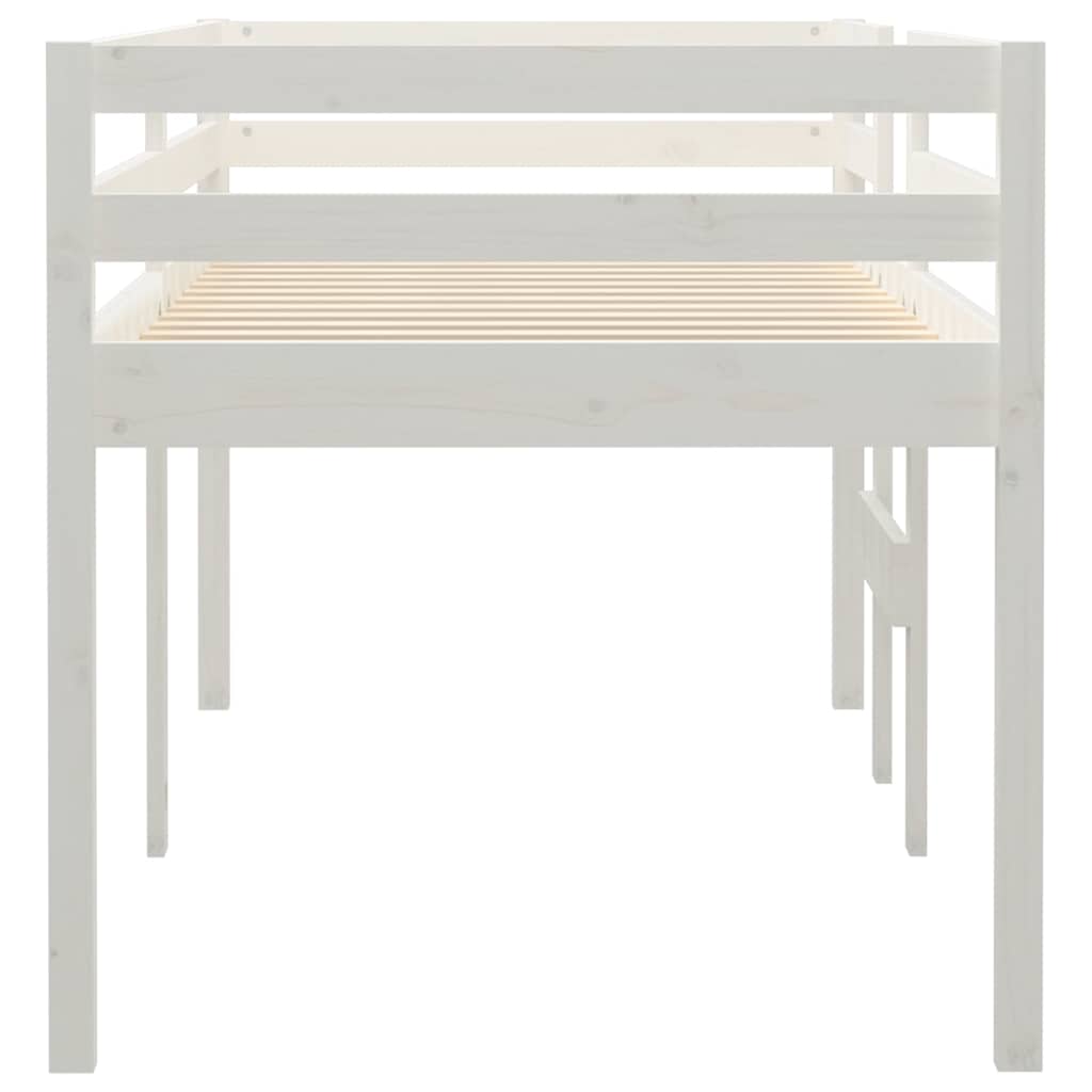 Cama alta branca madeira maciça pinho 75x190 cm