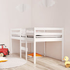 Cama alta branca madeira maciça pinho 75x190 cm