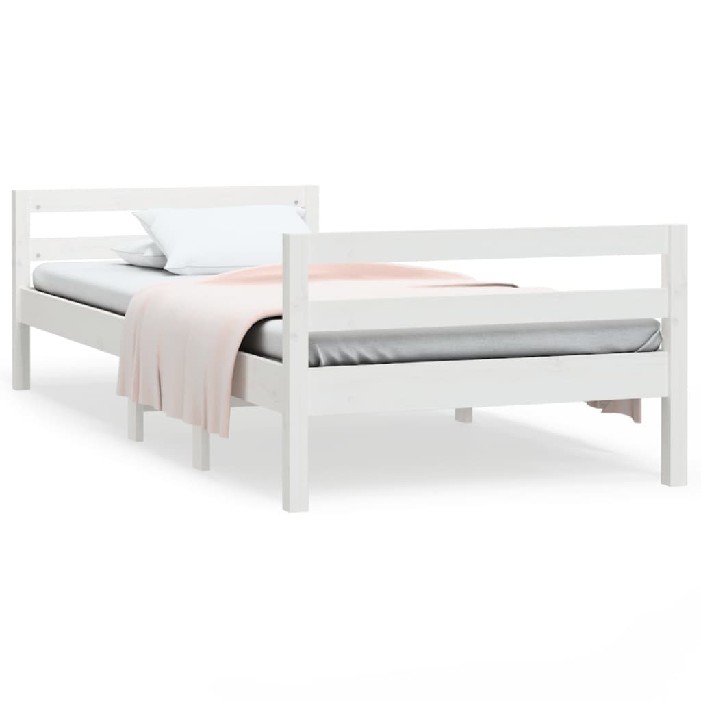 Cama sin colchón madera maciza de pino blanca 80x200 cm