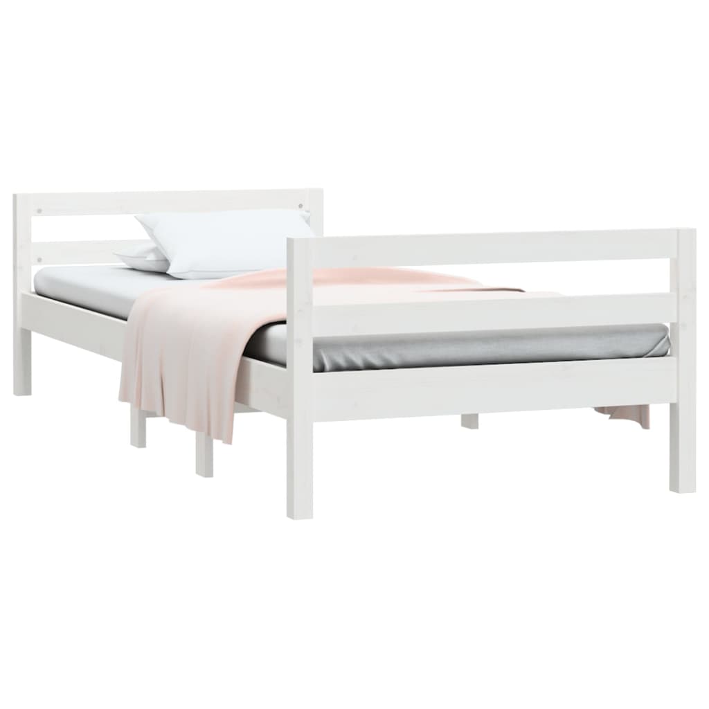Cama sin colchón madera maciza de pino blanca 80x200 cm