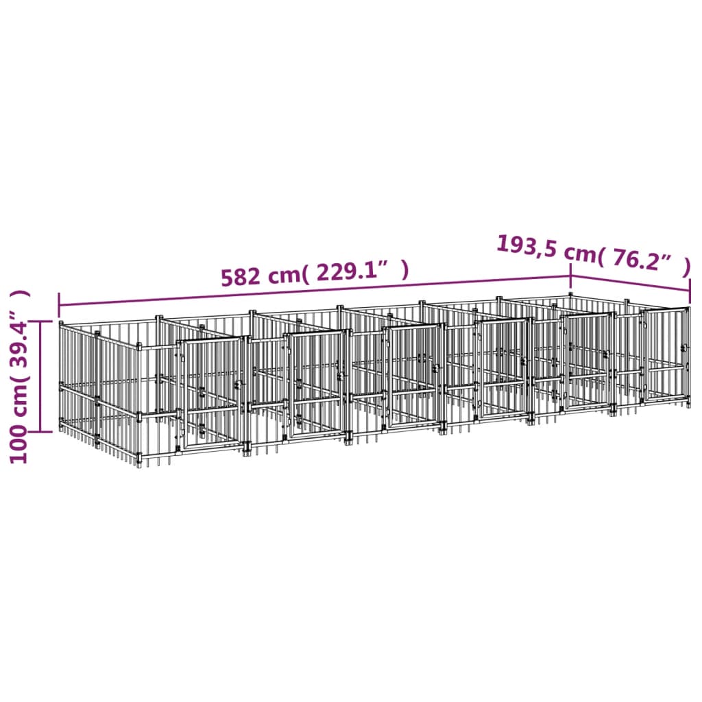 Perrera de exterior de acero 11,26 m²