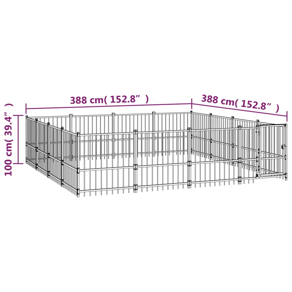 Perrera de exterior de acero 15,05 m²